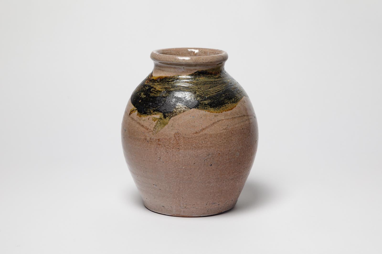 Art Déco 20th century art deco red and black ceramic vase by Alexandre Foucher La Borne in vendita