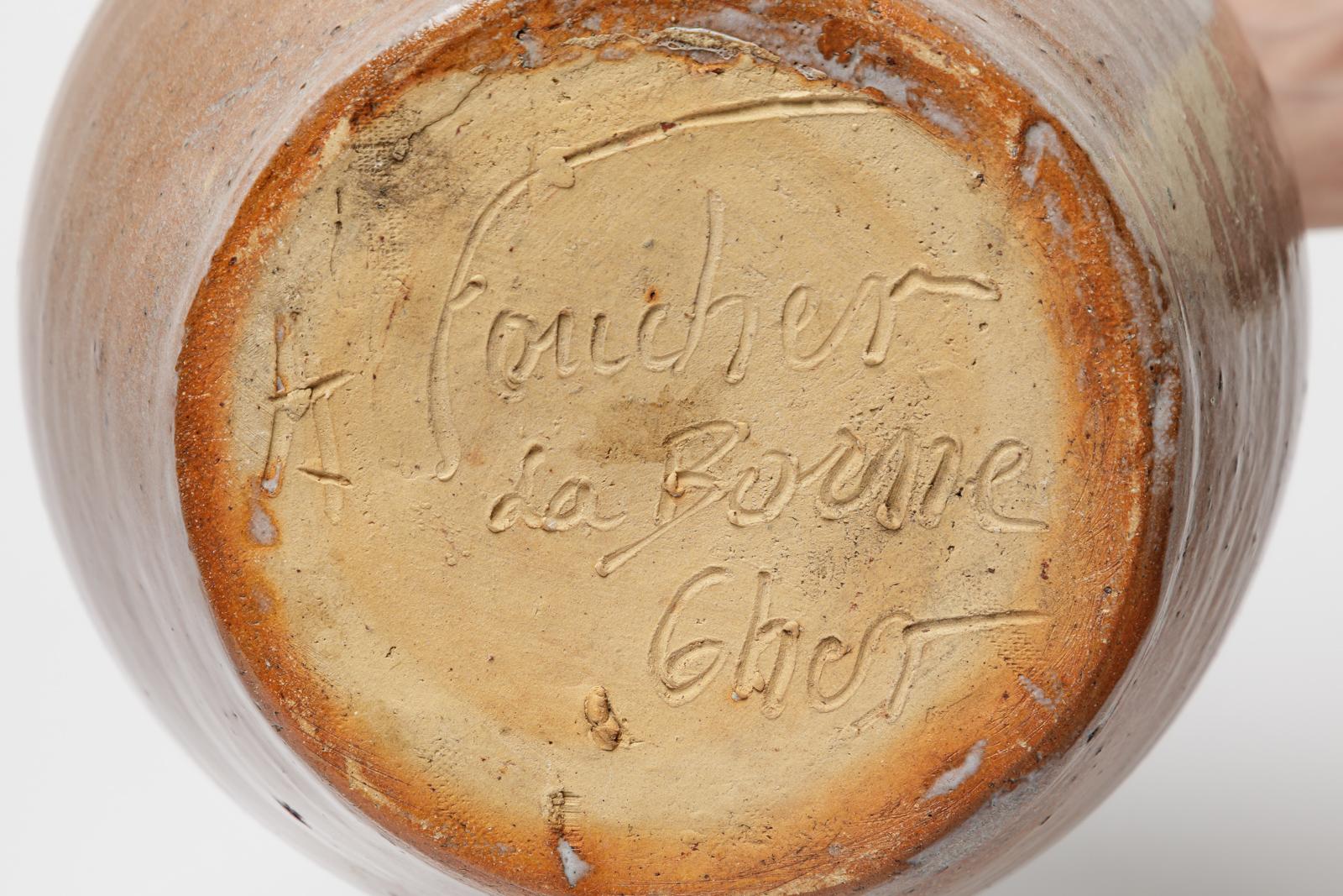 XX secolo 20th century art deco red and black ceramic vase by Alexandre Foucher La Borne in vendita