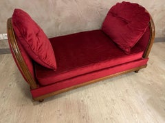 20th Century Art Deco Red Velvet Opening Sofa, 1930s