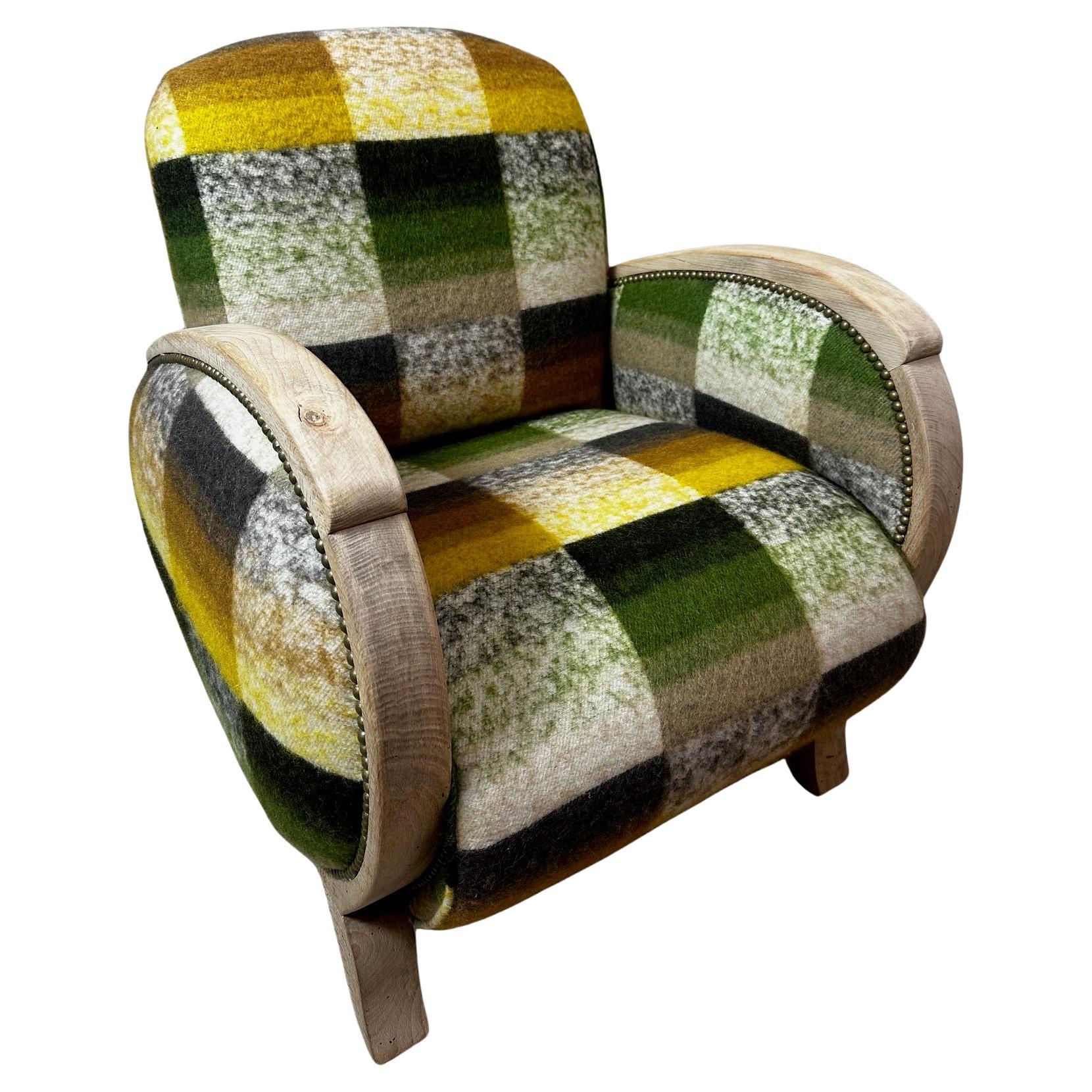 20th century Art Deco Reupholstered Pierre Frey Fabric Club Armchair, 1930s
