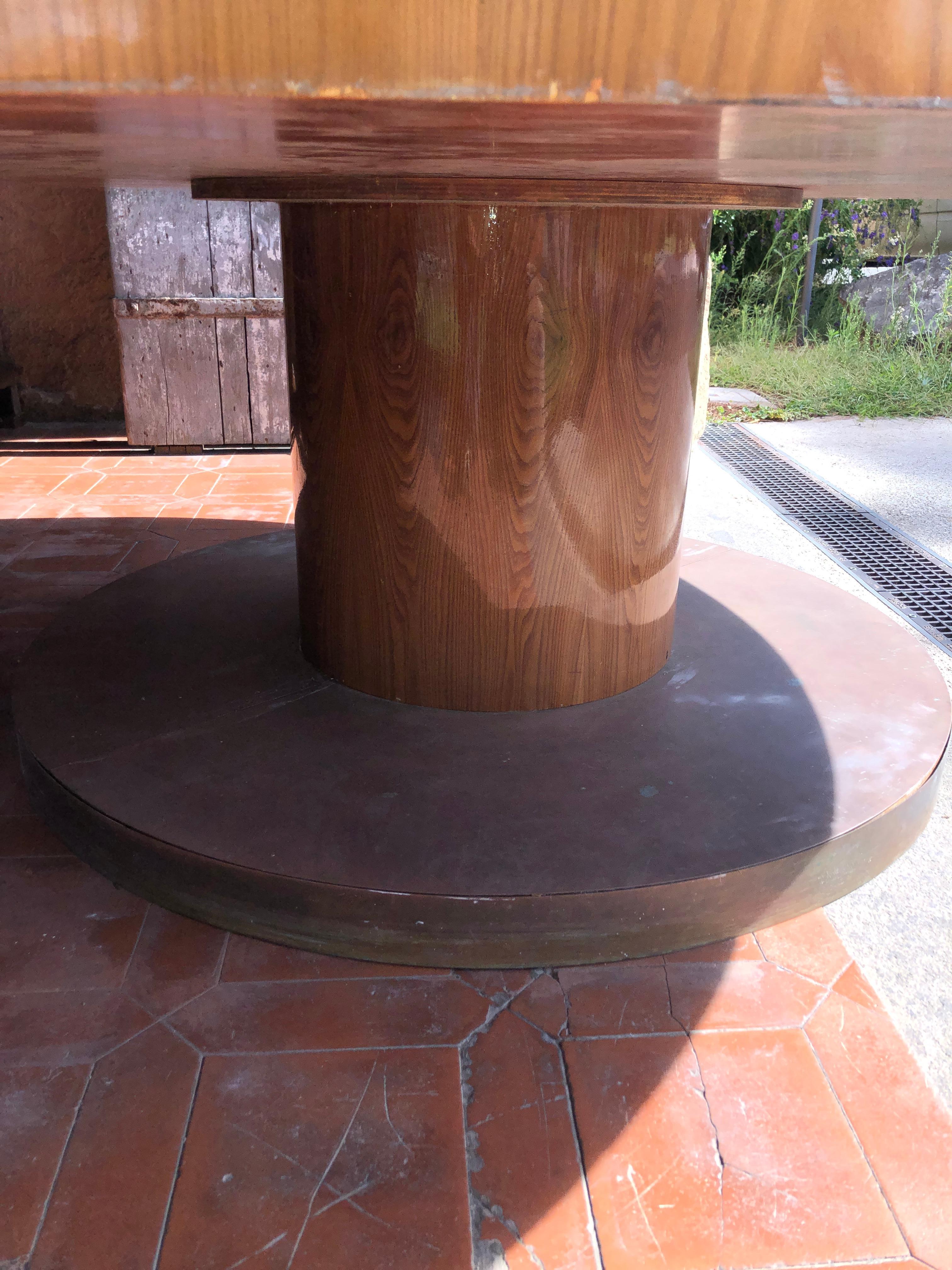 Italian 20th Century Art Deco Revival Elm Round Conference Table
