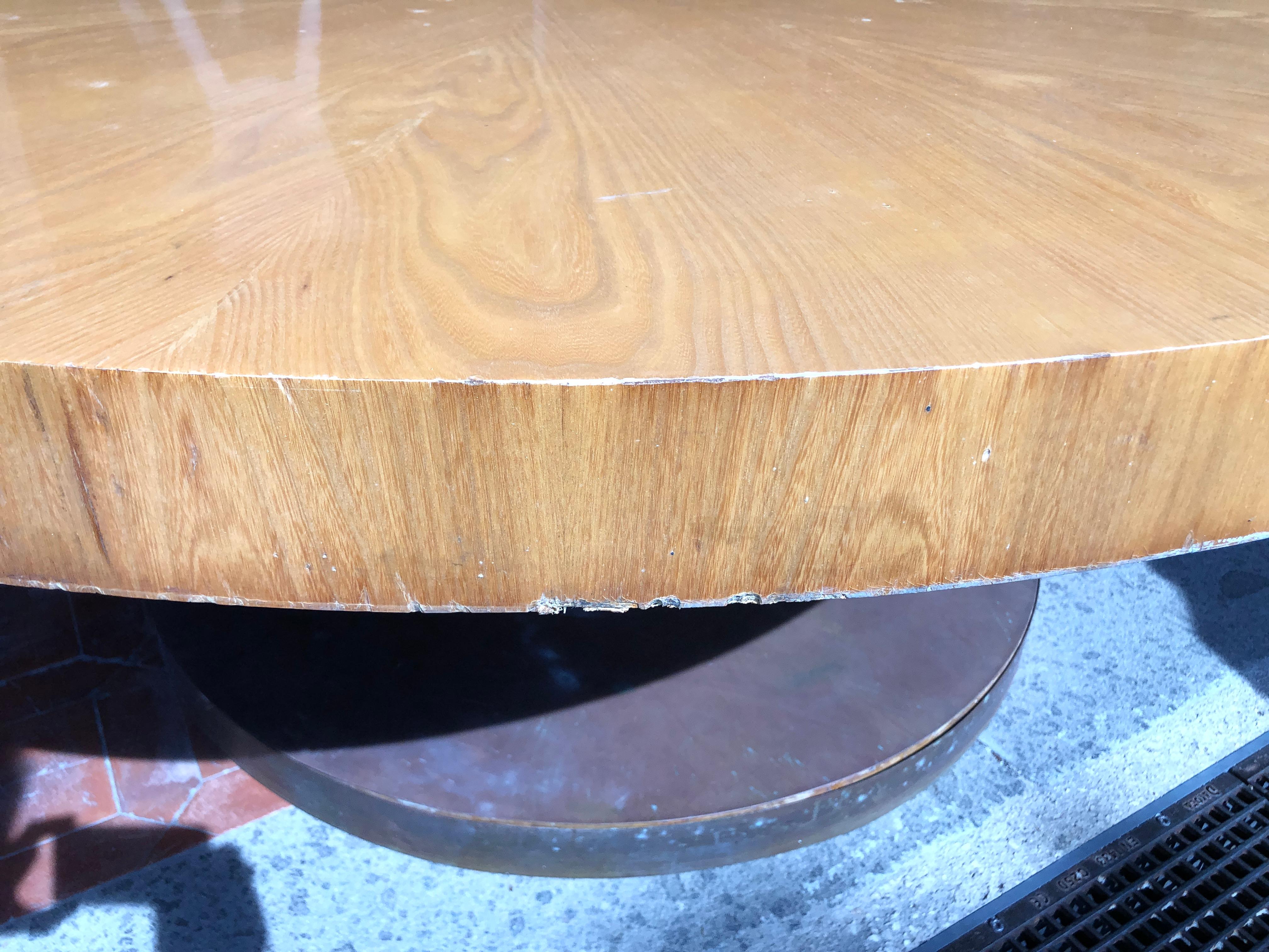 20th Century Art Deco Revival Elm Round Conference Table 1