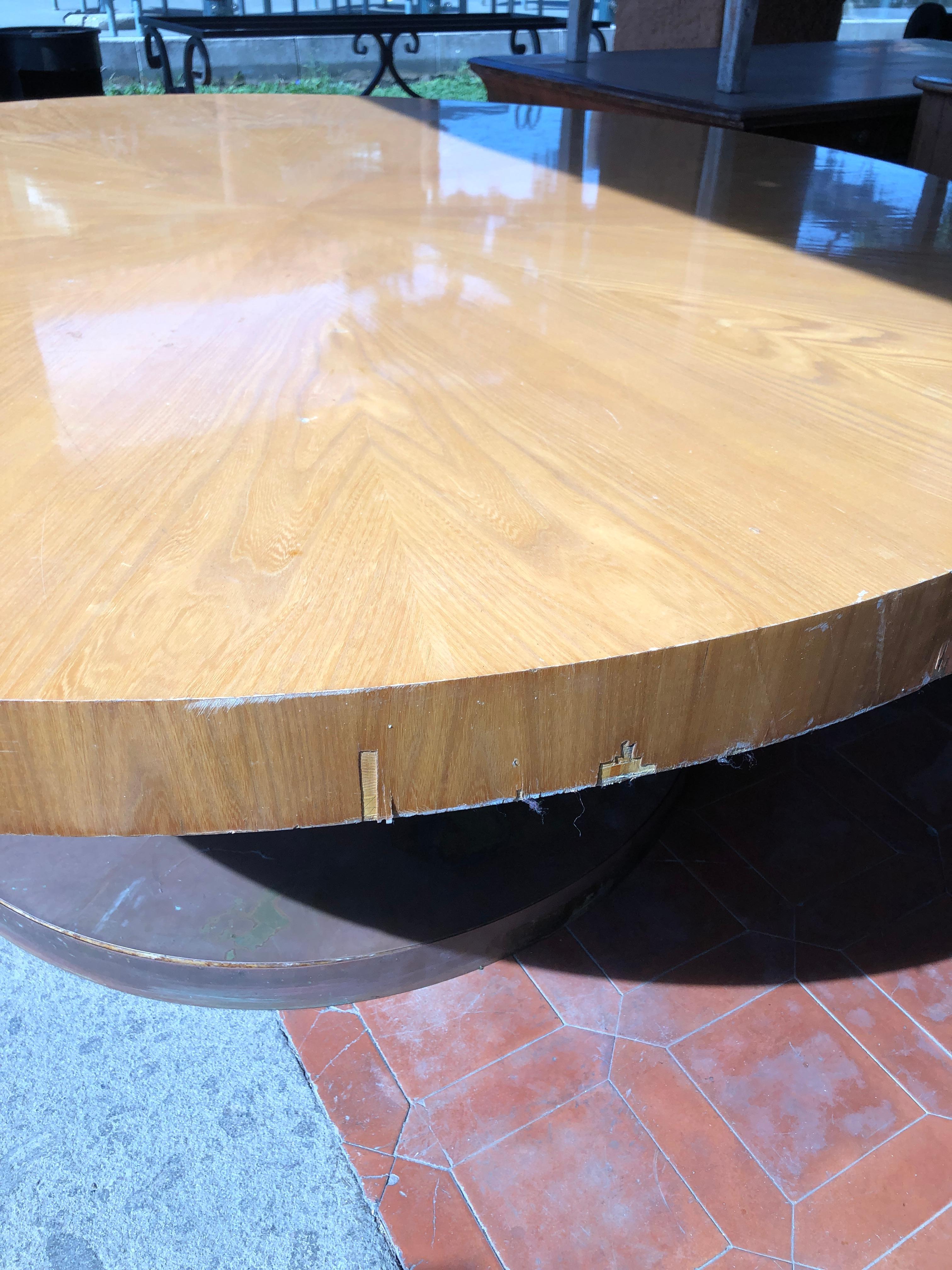 20th Century Art Deco Revival Elm Round Conference Table 2
