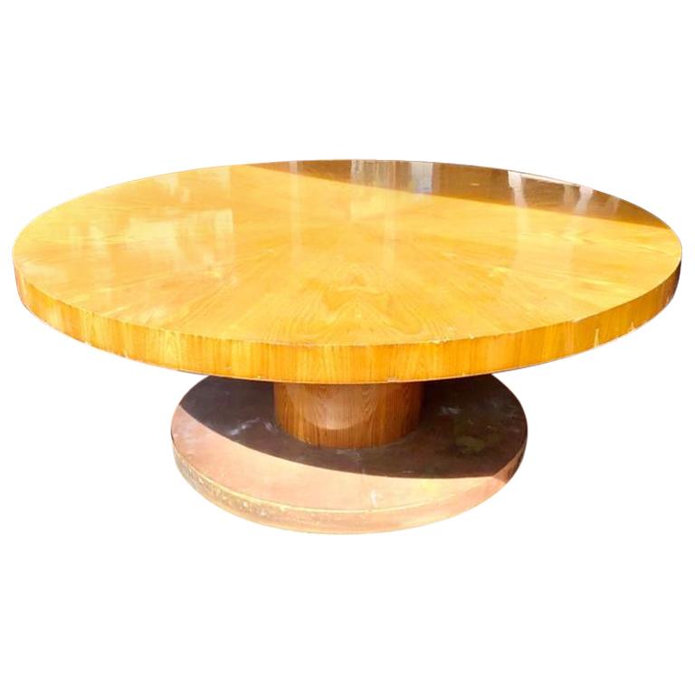 20th Century Art Deco Revival Elm Round Conference Table