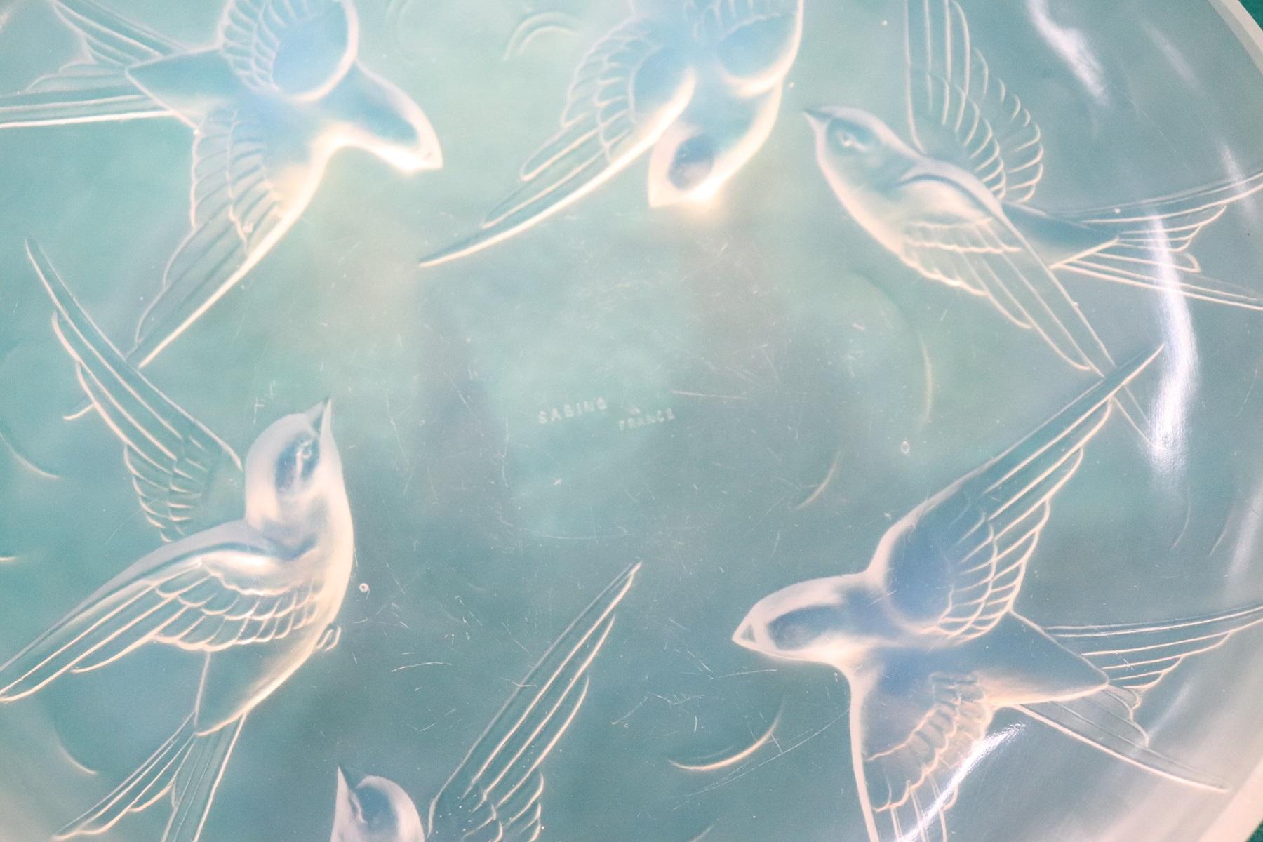 20th Century Art Deco Sabino Glass French Plate in Transparent Color with Birds In Excellent Condition In Casale Monferrato, IT