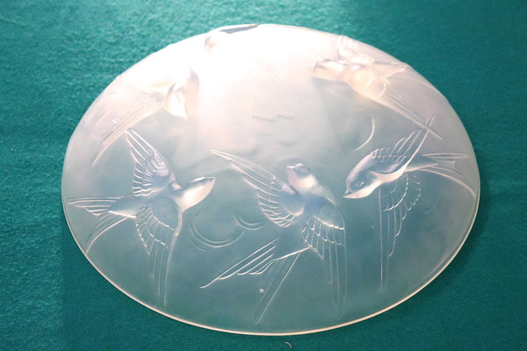 20th Century Art Deco Sabino Glass French Plate in Transparent Color with Birds 1