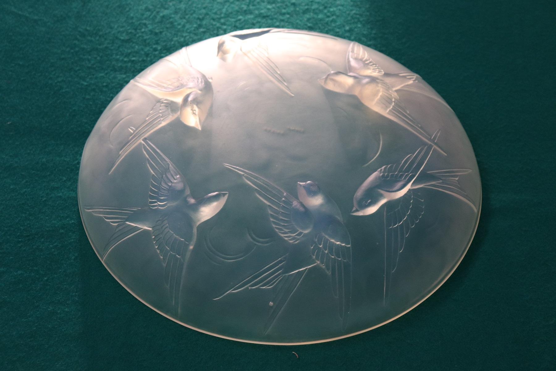 20th Century Art Deco Sabino Glass French Plate in Transparent Color with Birds 2