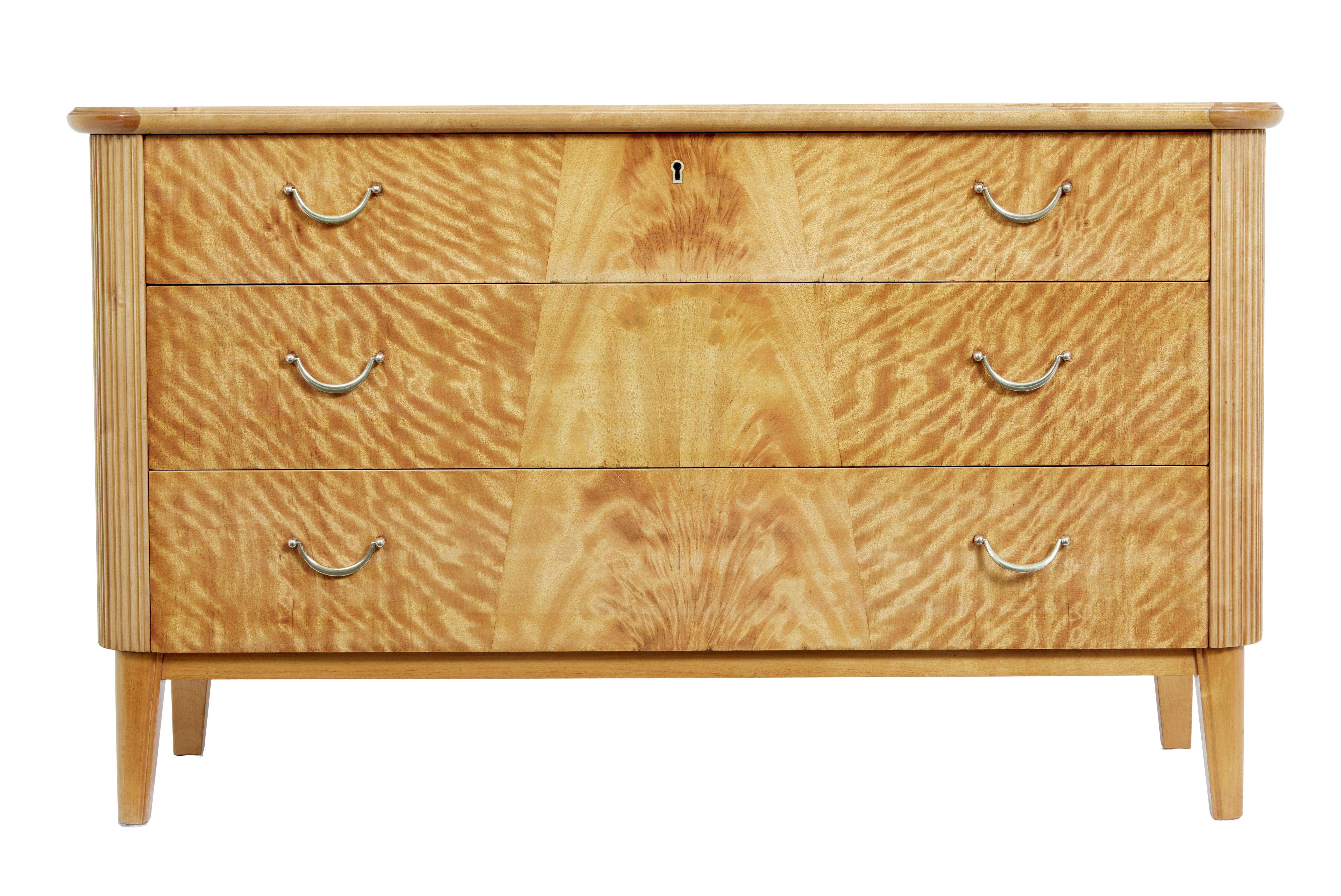 Swedish 20th Century Art Deco Scandinavian Birch Chest of Drawers