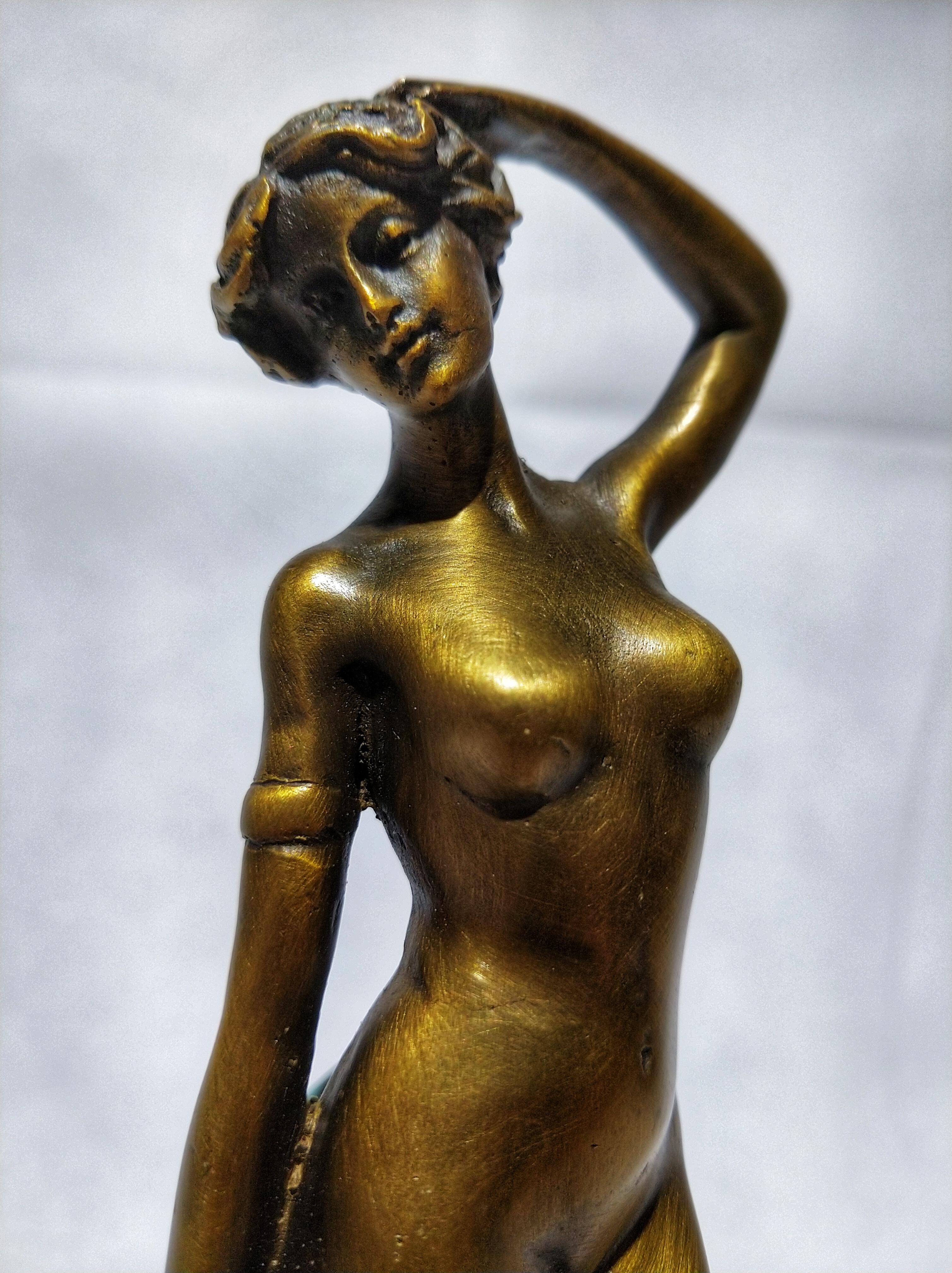 20th Century Art Deco Sculpture Figure Bronze the Wave 2