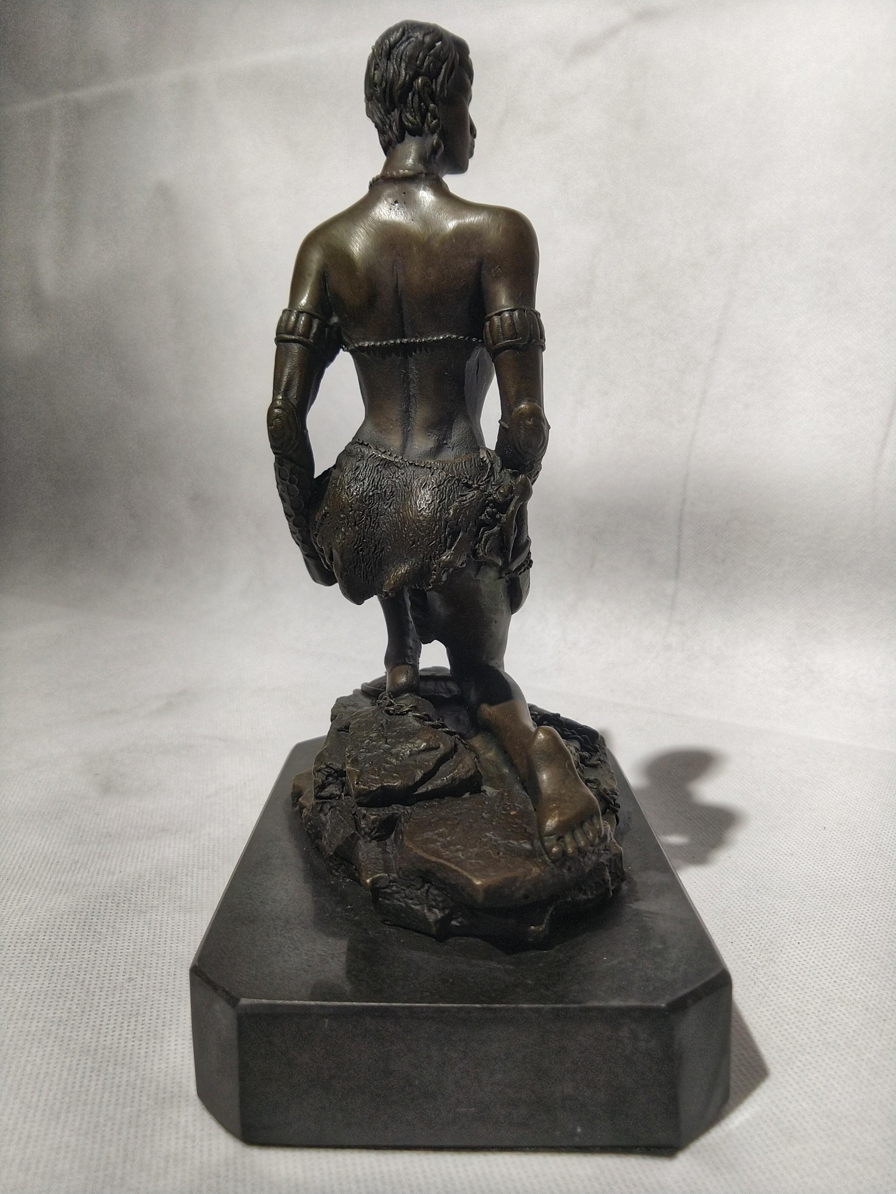 Patinated 20th Century Art Deco Sculpture Figure Plum Bronze Amazon Warrior