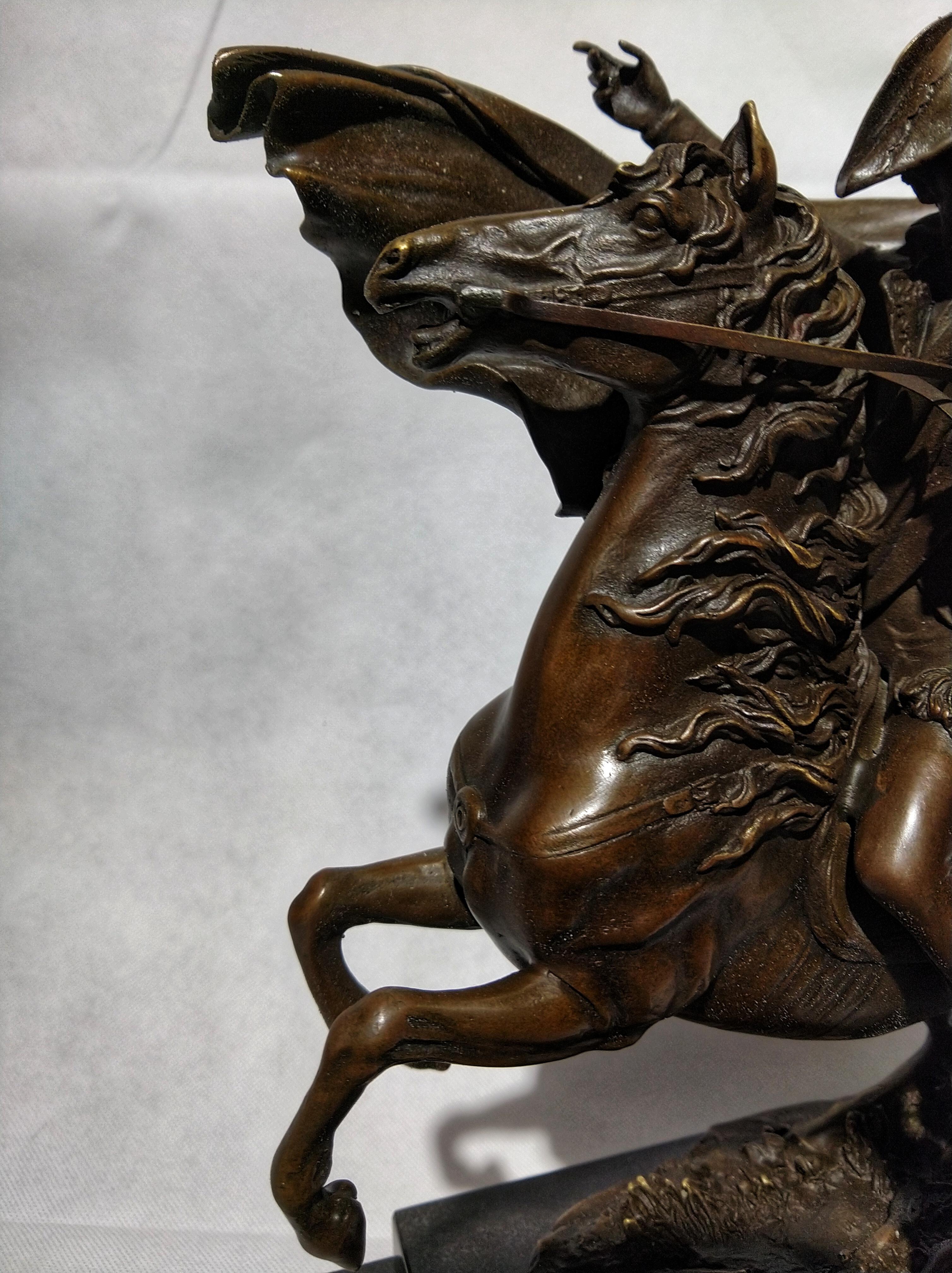 20th Century Art Deco Sculpture Figure Plum Bronze Napoleon and Marengo For Sale 4