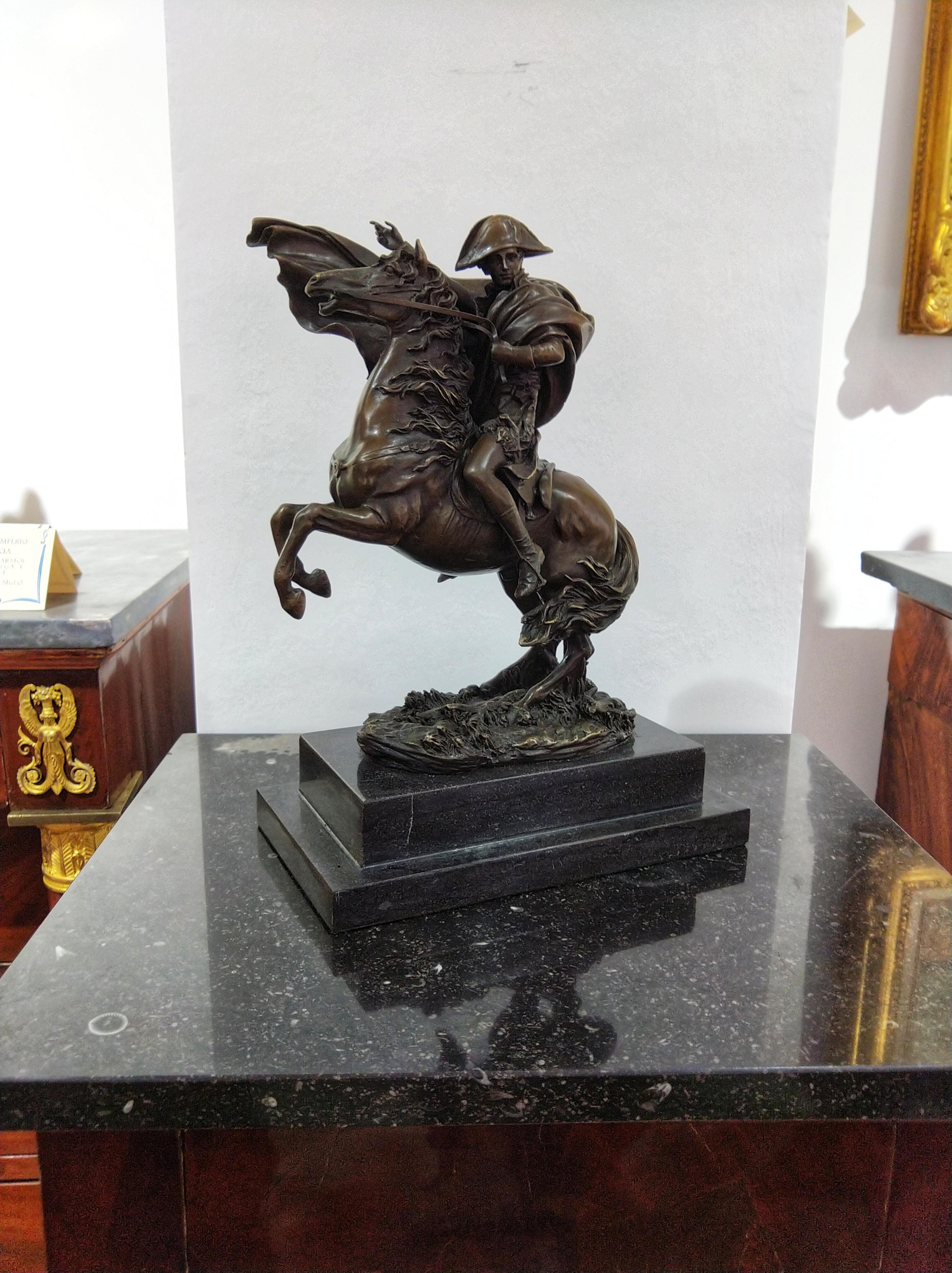 20th Century Art Deco Sculpture Figure Plum Bronze Napoleon and Marengo For Sale 6