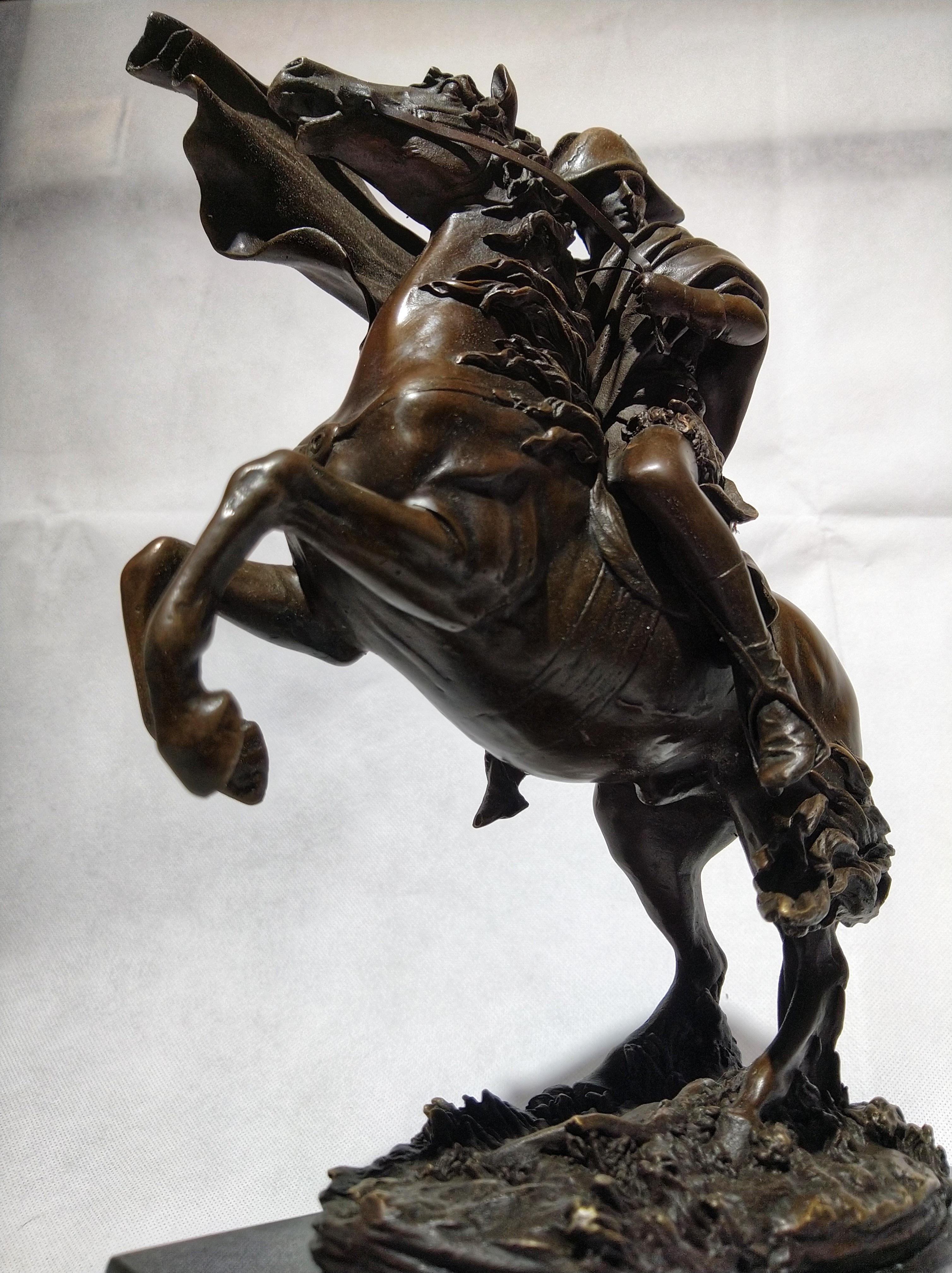 Mid-20th Century 20th Century Art Deco Sculpture Figure Plum Bronze Napoleon and Marengo For Sale