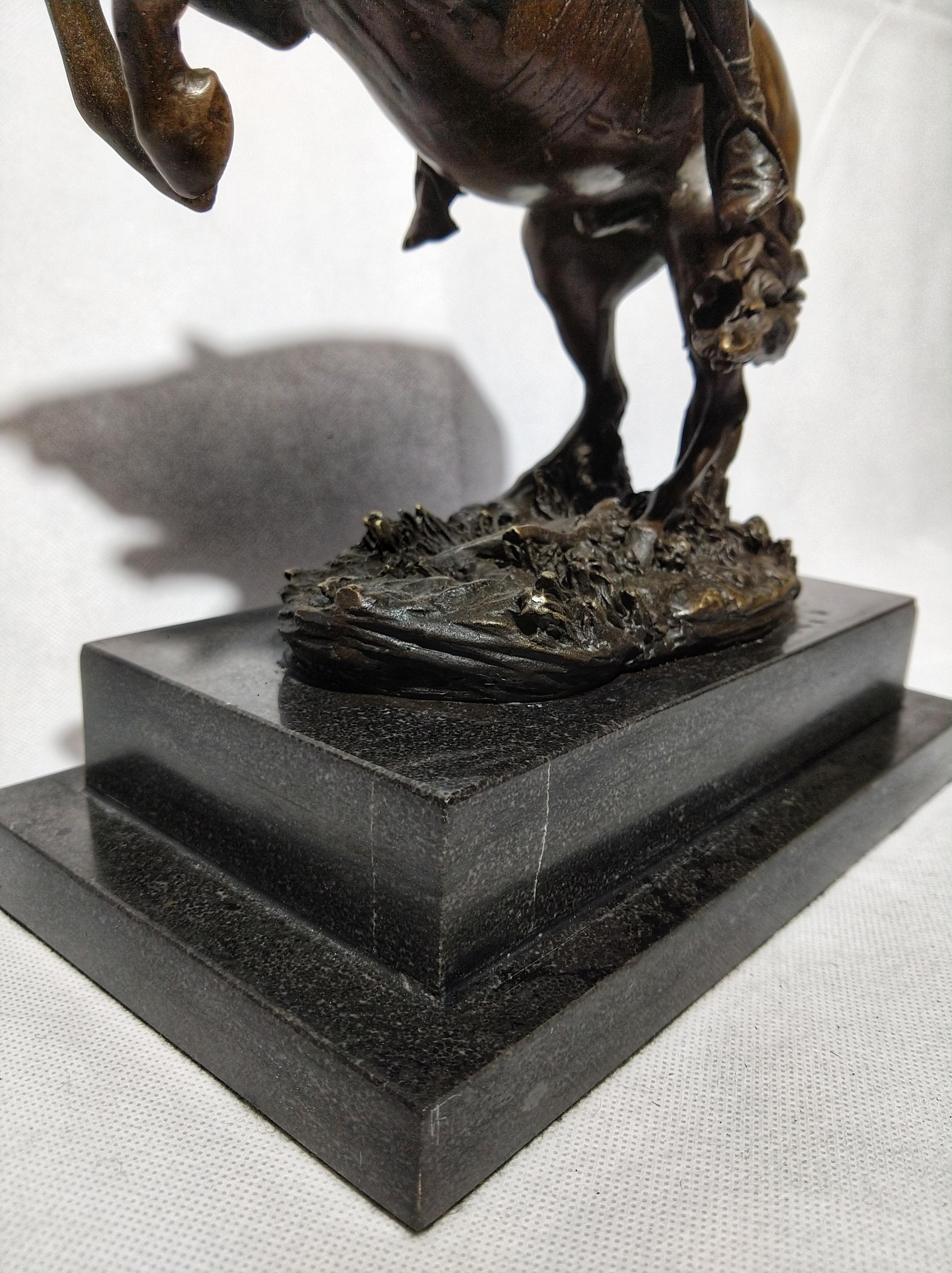 20th Century Art Deco Sculpture Figure Plum Bronze Napoleon and Marengo For Sale 2