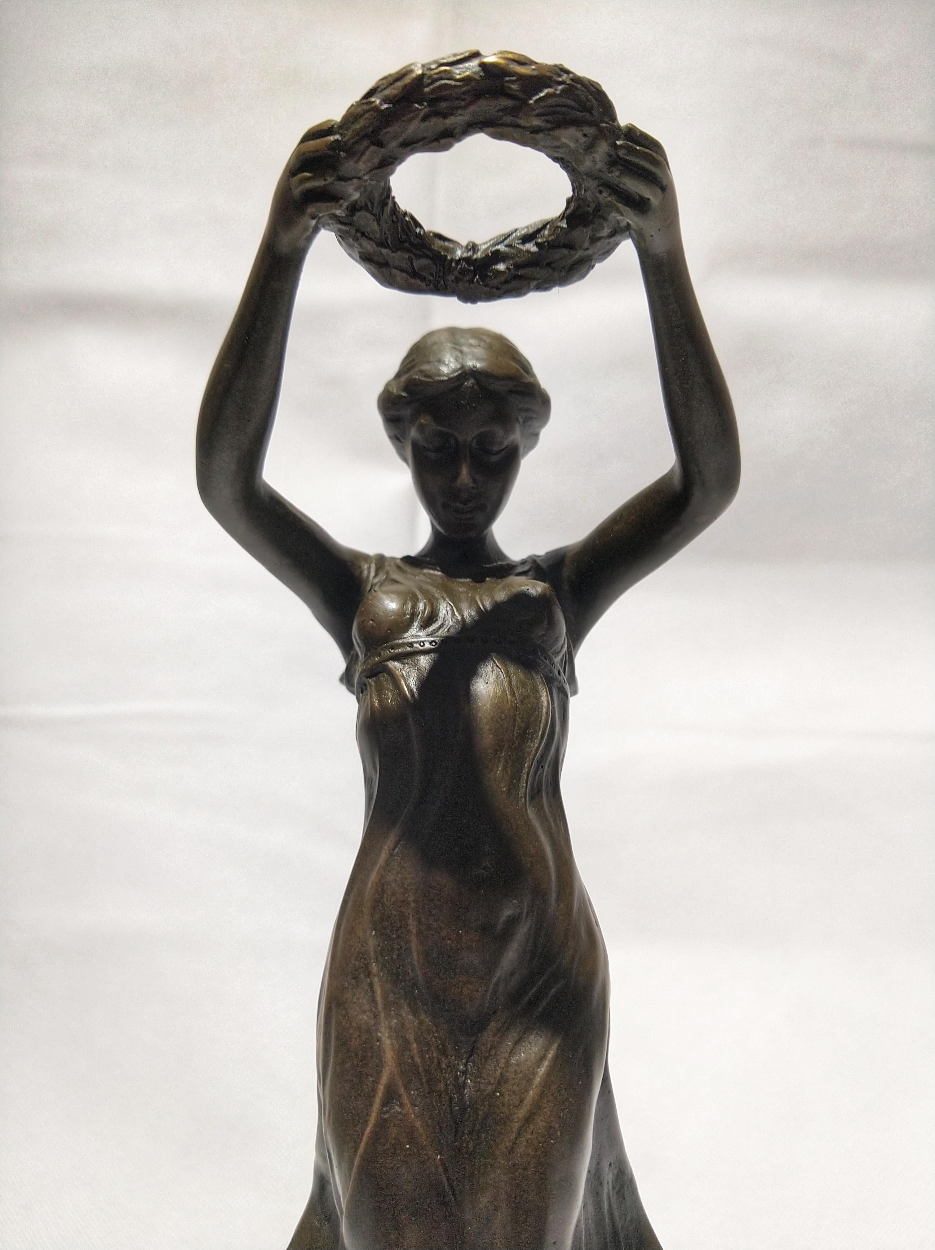 Patinated 20th Century Art Deco Sculpture Figure Bronze Nymph Daphne By Milo For Sale