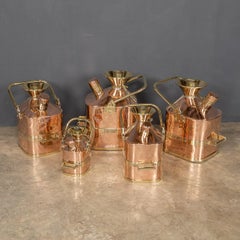 20th Century Art Deco Set of Copper Petrol Cans, C.1930