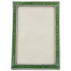 20th Century Art Deco Silver and Guilloche Enamel Photograph Frame, France, 1931