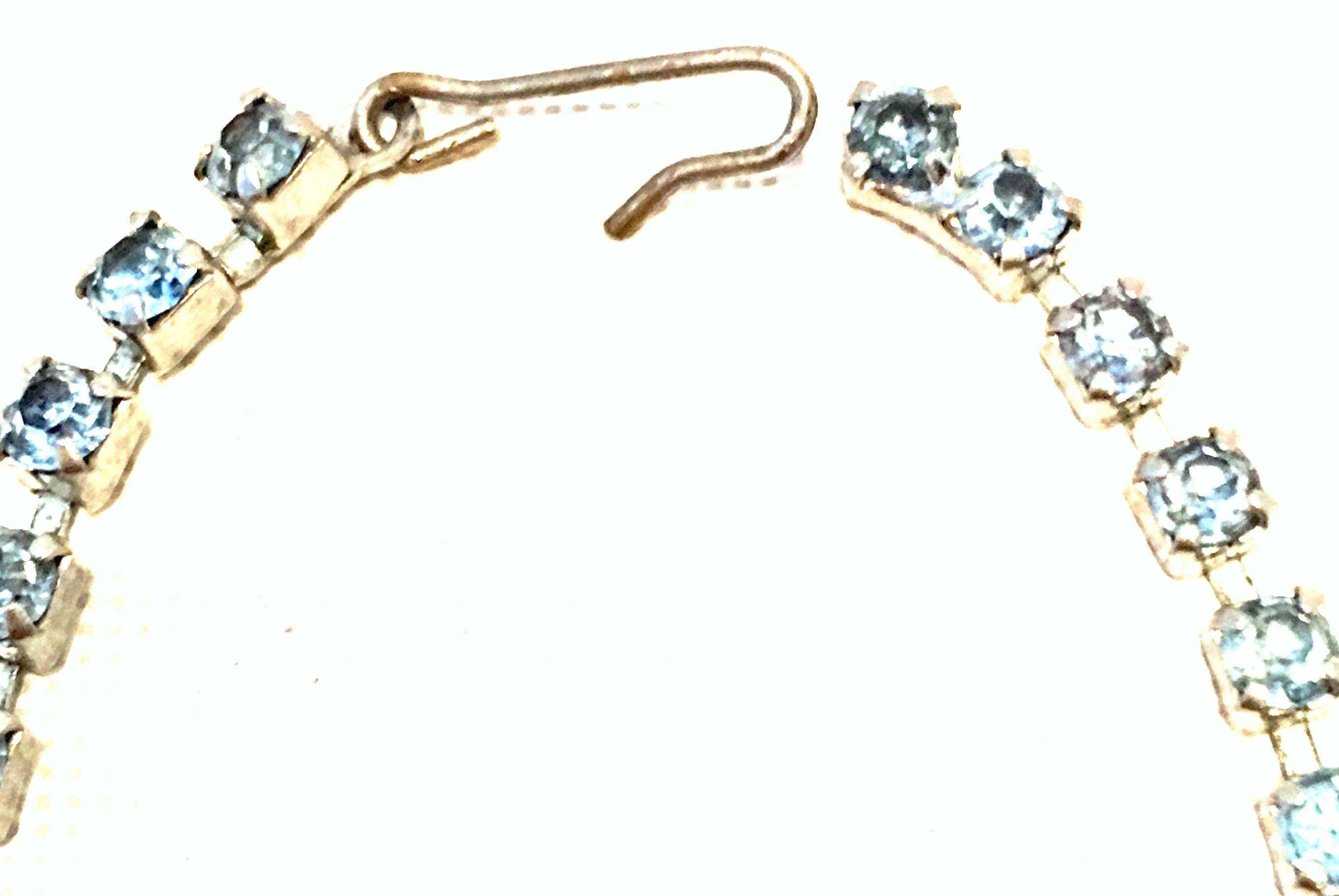 20th Century Art Deco Silver & Austrian Blue Sapphire Crystal Choker Necklace For Sale 2