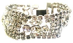 20th Century Art Deco Silver & Austrian Crystal Link Bracelet