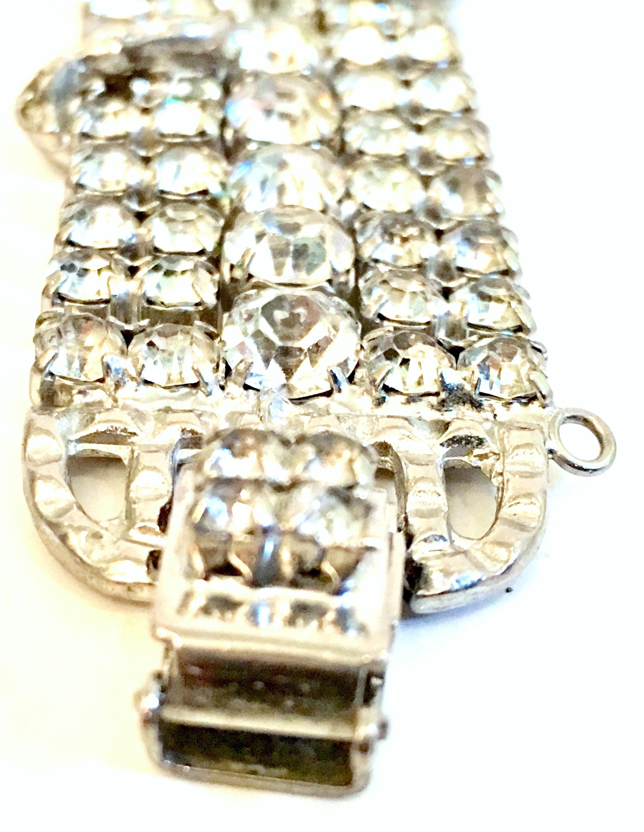 Mid-20th Century Silver & Austrian Crystal Art Deco Bracelet For Sale 5