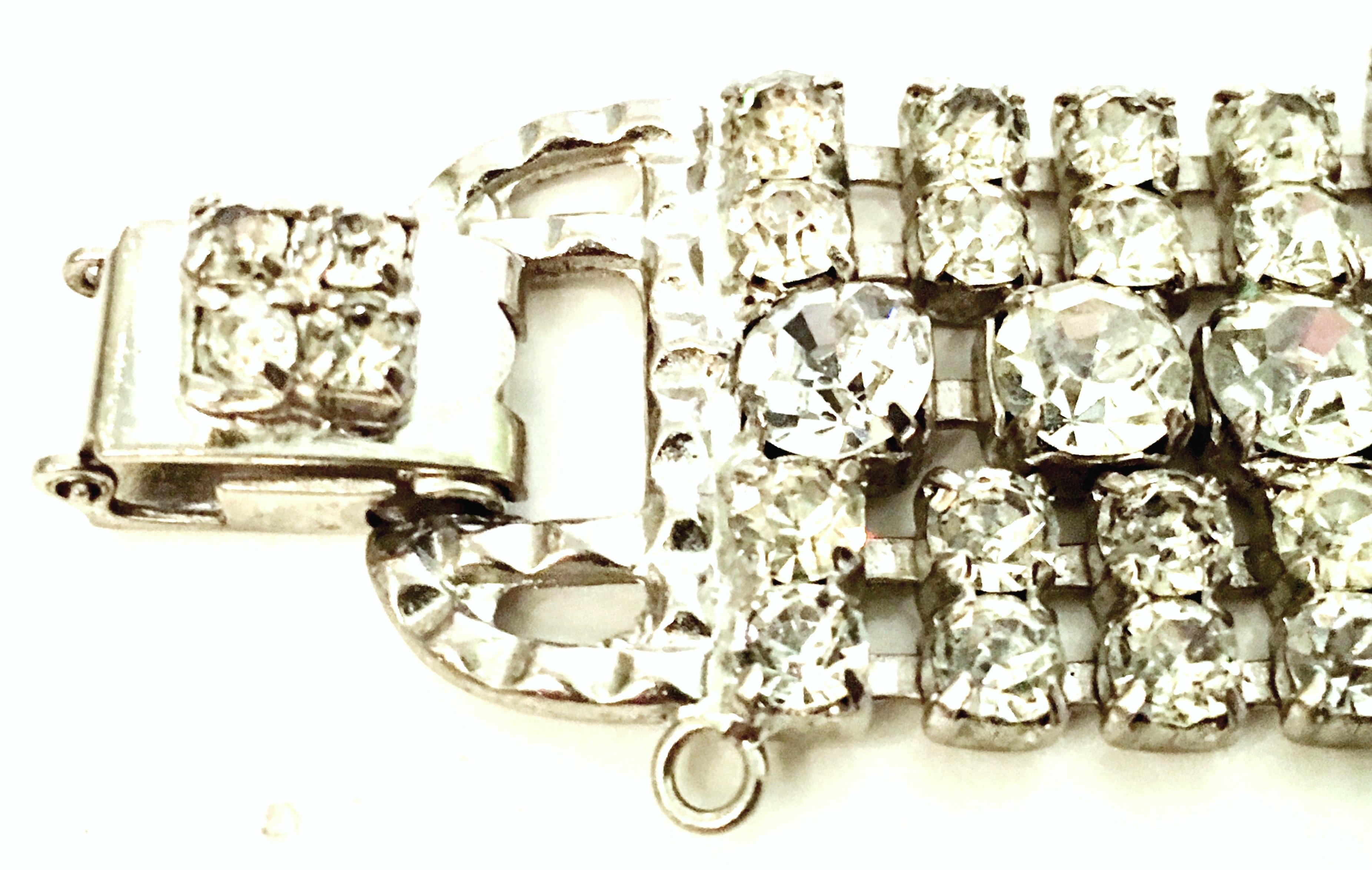 Mid-20th Century Silver & Austrian Crystal Art Deco Bracelet For Sale 8