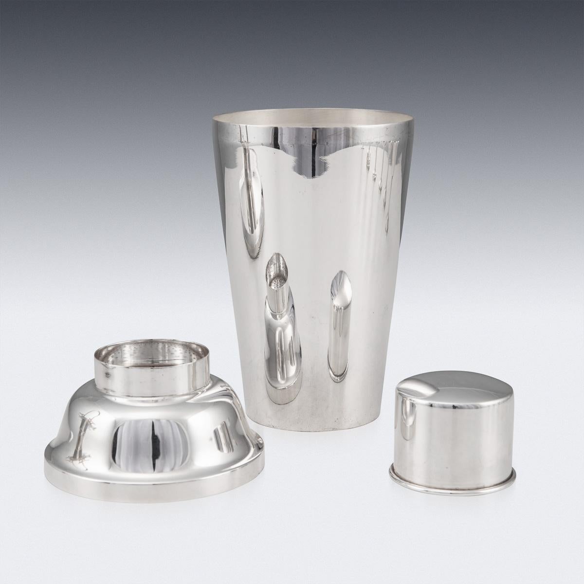 20th Century Art Deco Silver Plated Cocktail Shaker & Glasses On Stand, c.1930 4