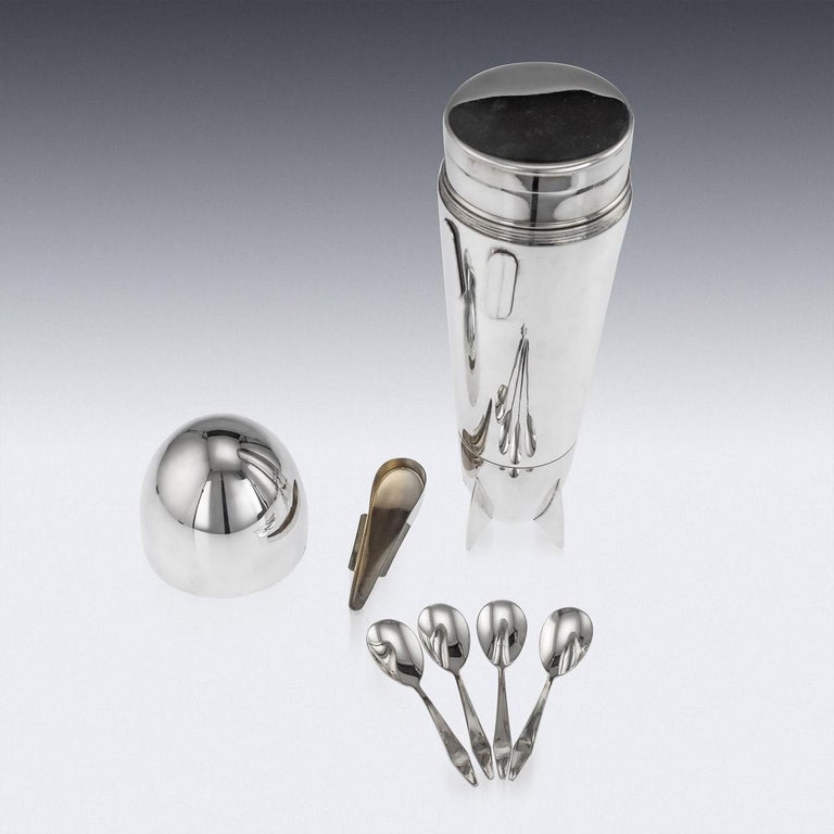 20th Century Art Deco Silver Plated Zeppelin Cocktail Shaker, c.1930 For Sale 4