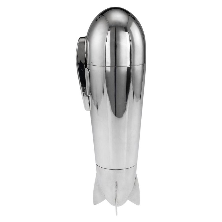 20th Century Art Deco Silver Plated Zeppelin Cocktail Shaker, c.1930 For Sale