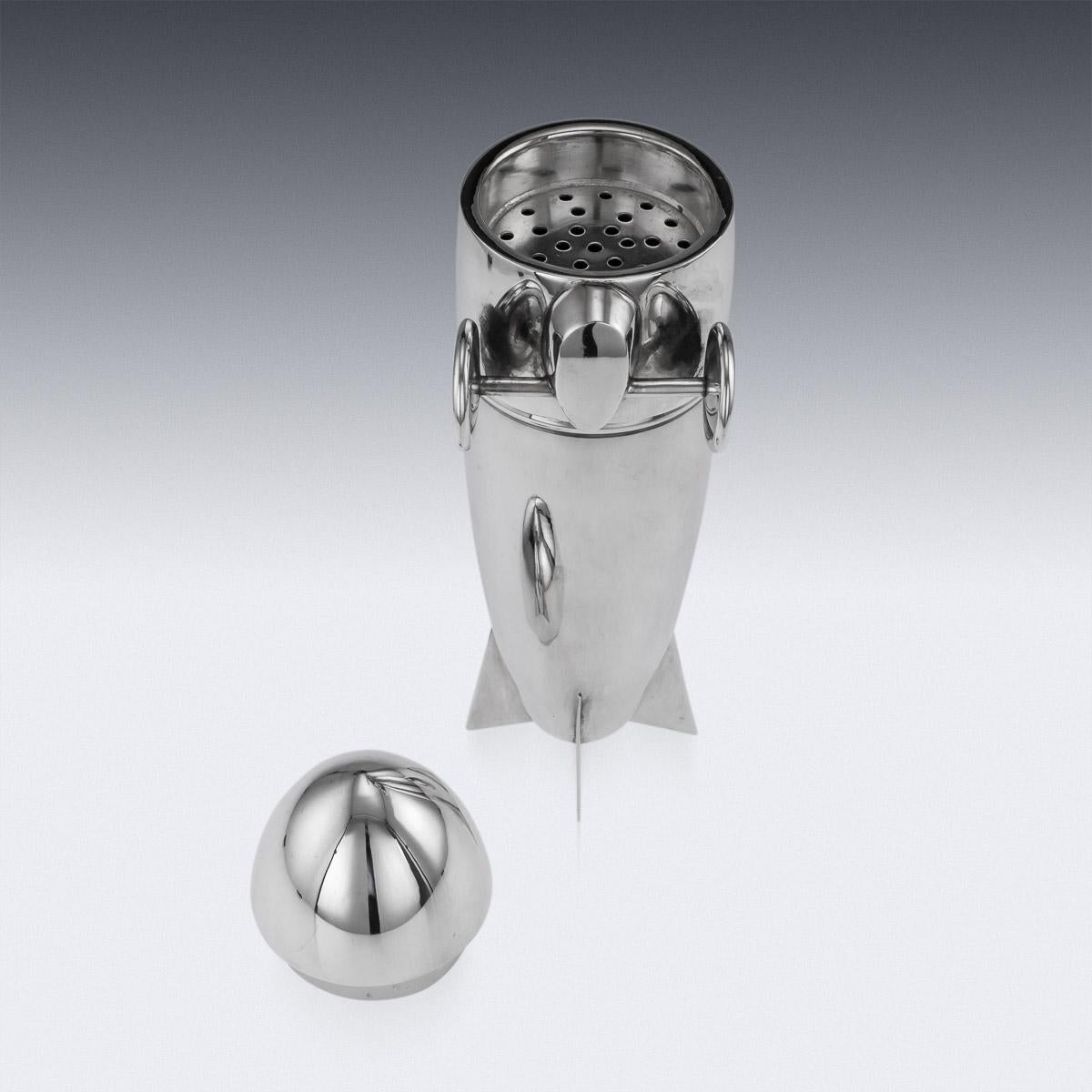 20th Century Art Deco Silver Plated Zeppelin Cocktail Shaker 1