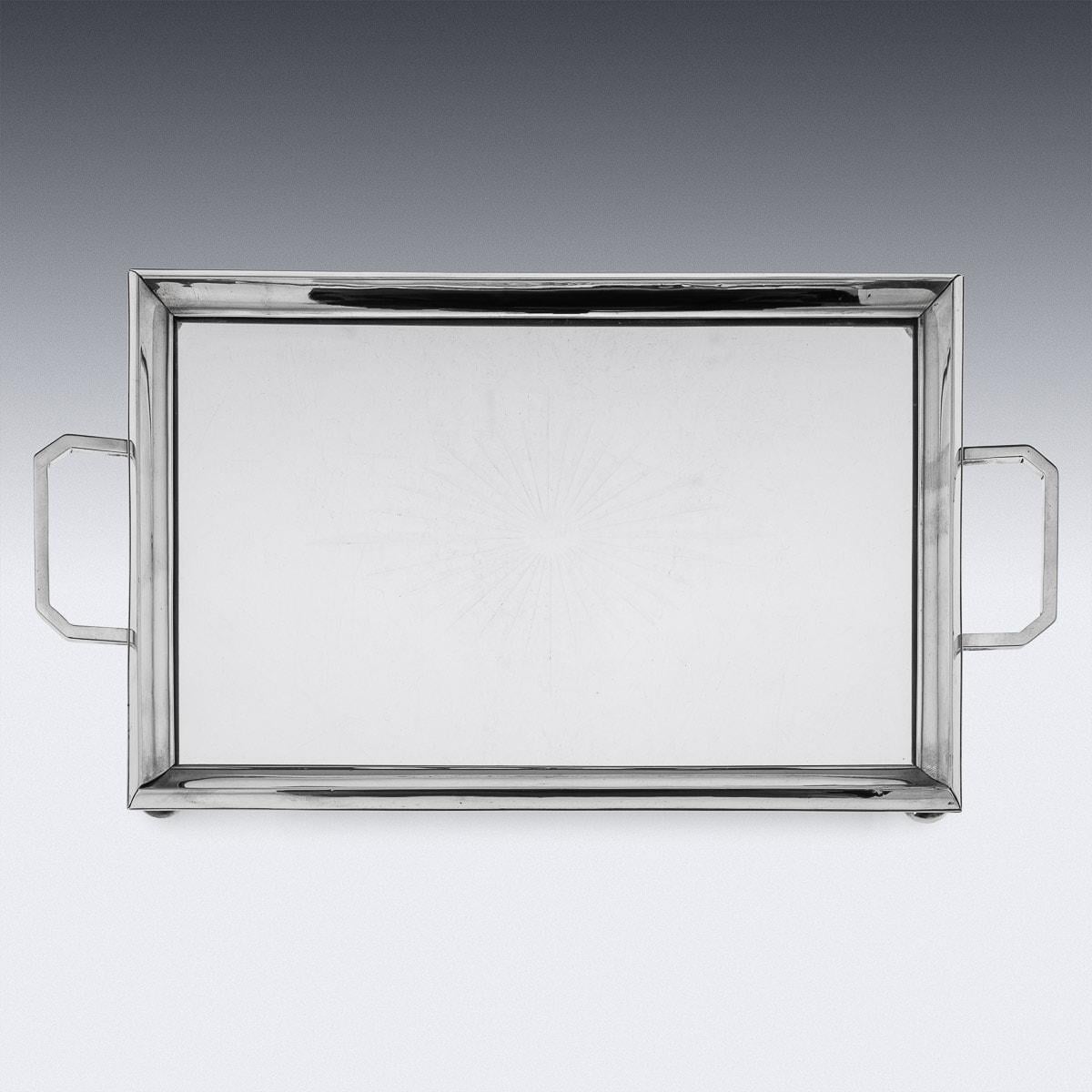British 20th Century Art Deco Solid Silver & Cut Glass Cocktail Tray, c.1924 For Sale