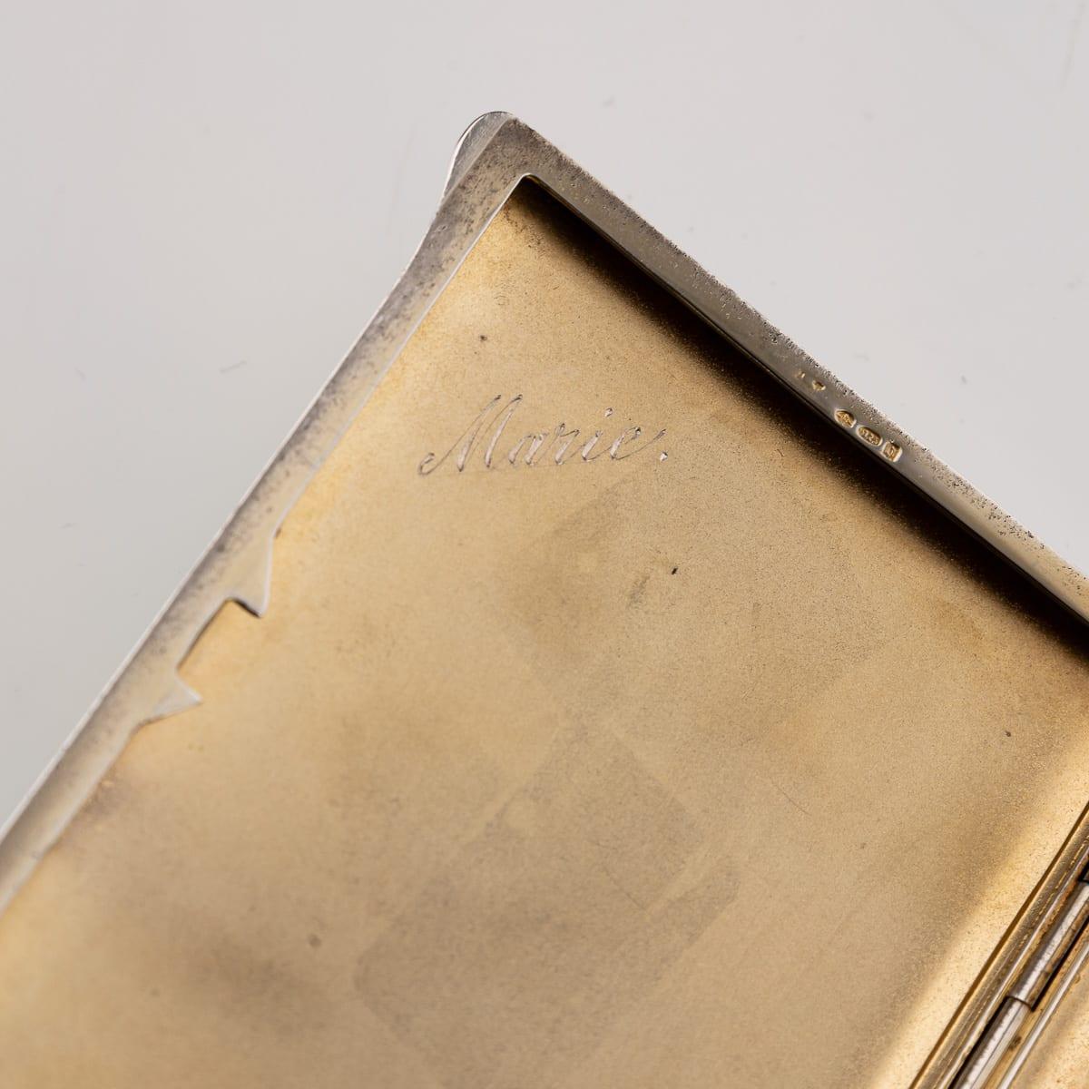 20. Jahrhundert Art Deco Massiv Silber & Guilloche Emaille Zigarettenetui c.1929 im Angebot 5