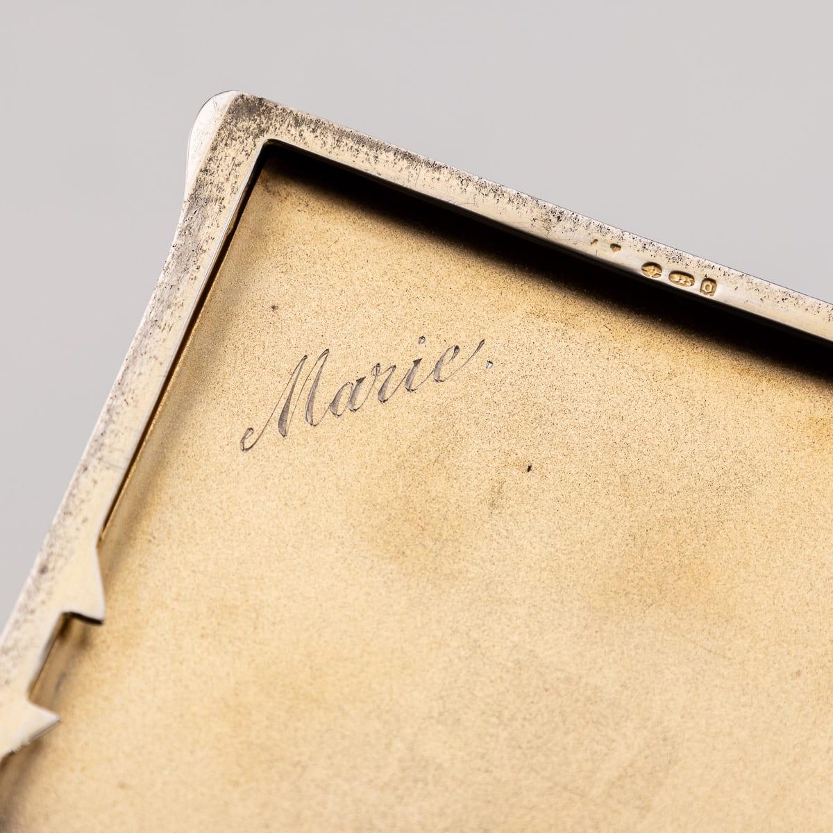 20. Jahrhundert Art Deco Massiv Silber & Guilloche Emaille Zigarettenetui c.1929 im Angebot 6