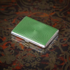 Portasigarette Art Deco del 20° secolo in argento massiccio e smalto guilloché c.1929