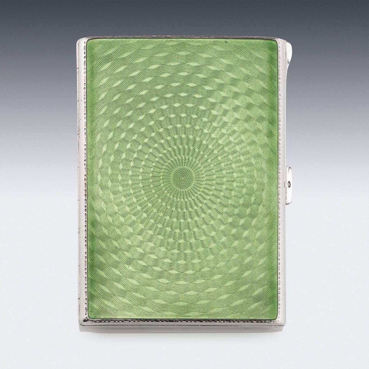 20. Jahrhundert Art Deco Massiv Silber & Guilloche Emaille Zigarettenetui c.1929 (Europäisch) im Angebot