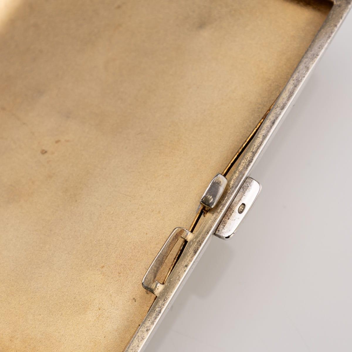 20. Jahrhundert Art Deco Massiv Silber & Guilloche Emaille Zigarettenetui c.1929 im Angebot 2