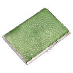 20th Century Art Deco Solid Silver & Guilloche Enamel Cigarette Case c.1929