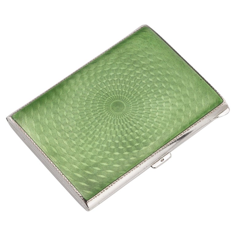 guilloche enamel cigarette case English Art Deco Silver and Art Deco English Sterling Silver