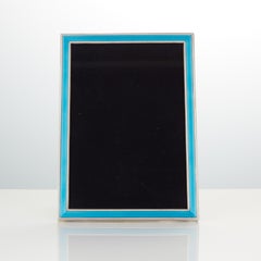 20th Century Art Deco Sterling Silver and Enamel Photo Frame, France, circa 1925