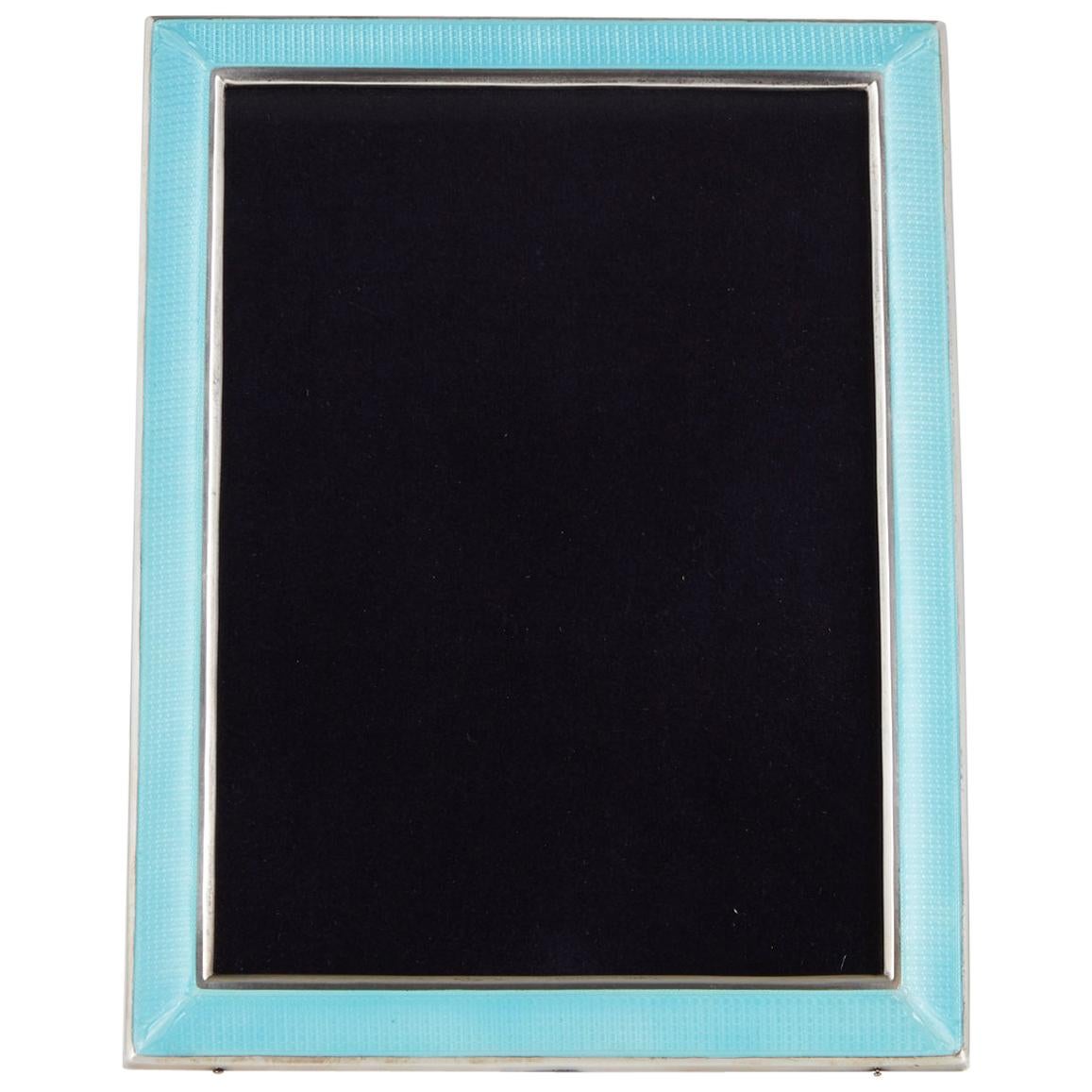 20th Century Art Deco Sterling Silver and Enamel Photograph Frame, circa 1925