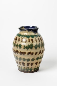 Vase en céramique colorée en grès art déco du 20e siècle par Marius Bernon La Borne