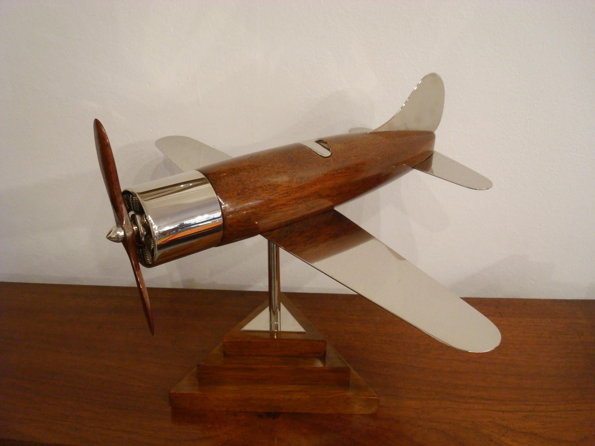 20th Century, Art Deco Streamline Airplane Wooden Model Sculpture, 1930s 6
