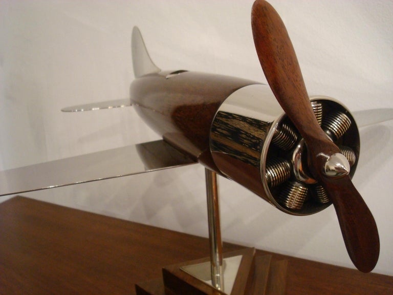 20th Century, Art Deco Streamline Airplane Wooden Model Sculpture