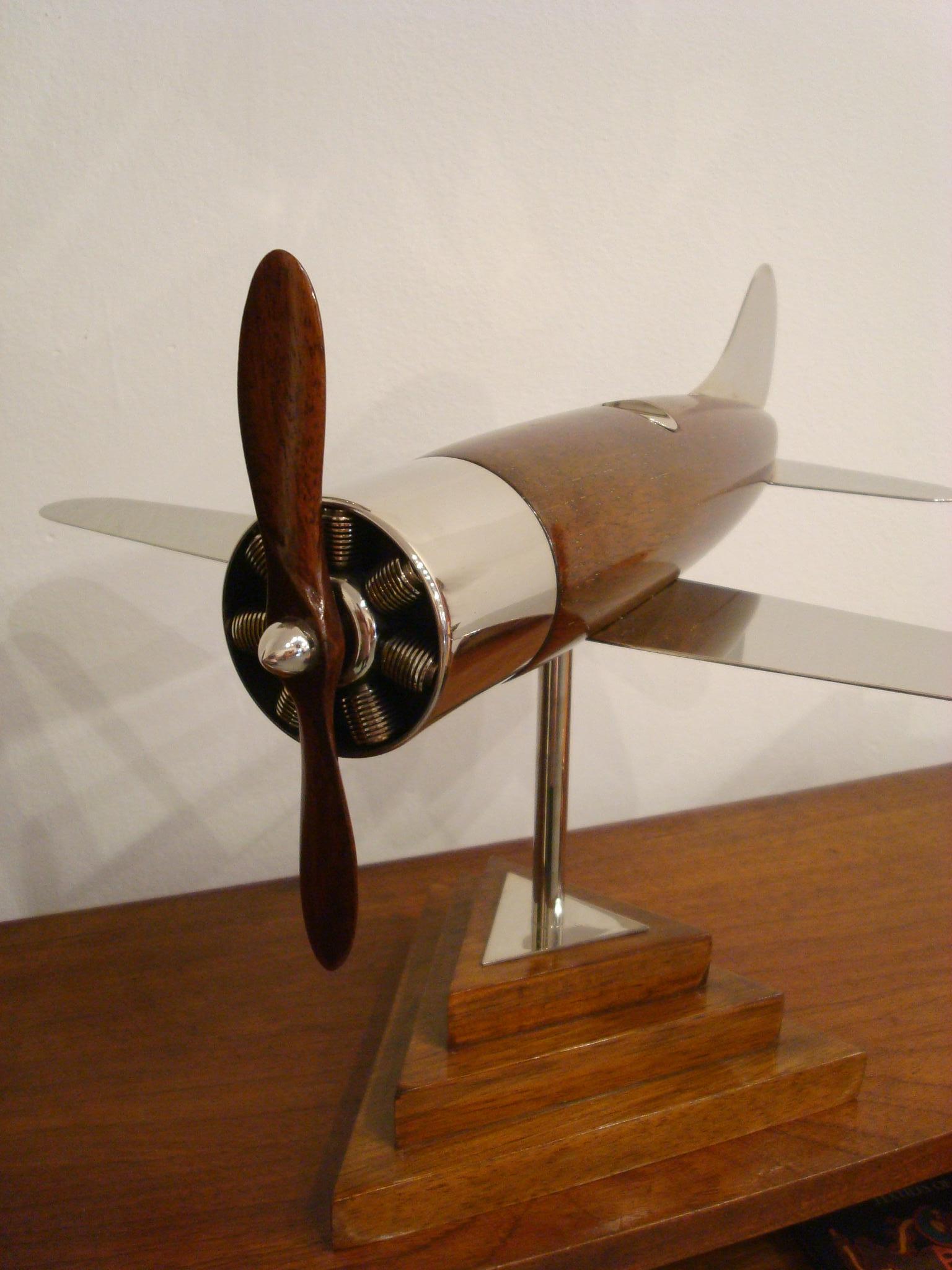 20th Century, Art Deco Streamline Airplane Wooden Model Sculpture, 1930s 1