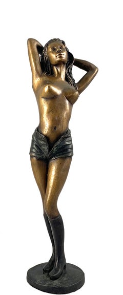 20th Century Art Deco Style Bronze of a Semi-Nude Female Dancer