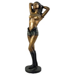 20th Century Art Deco Style Bronze of a Semi-Nude Female Dancer