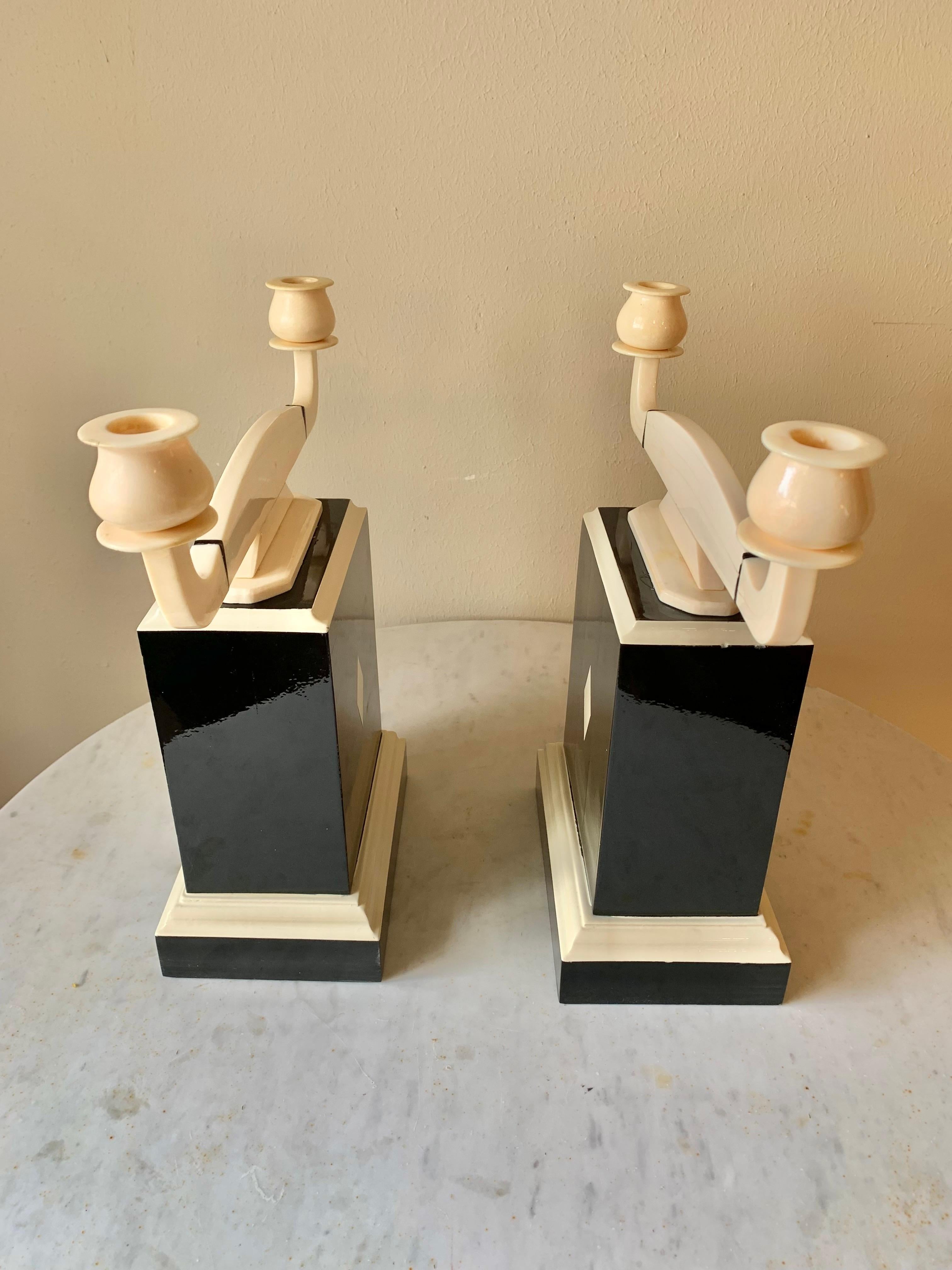 20th Century Art Deco Style Double Candleholders - a Pair 1