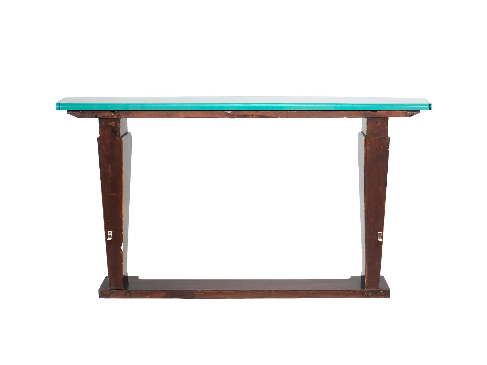 Cut Glass 20th Century Art Deco-Style Ebonized Console Table