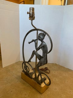 20th Century Art Deco Style Figural Lamp on Custom Giltwood Base