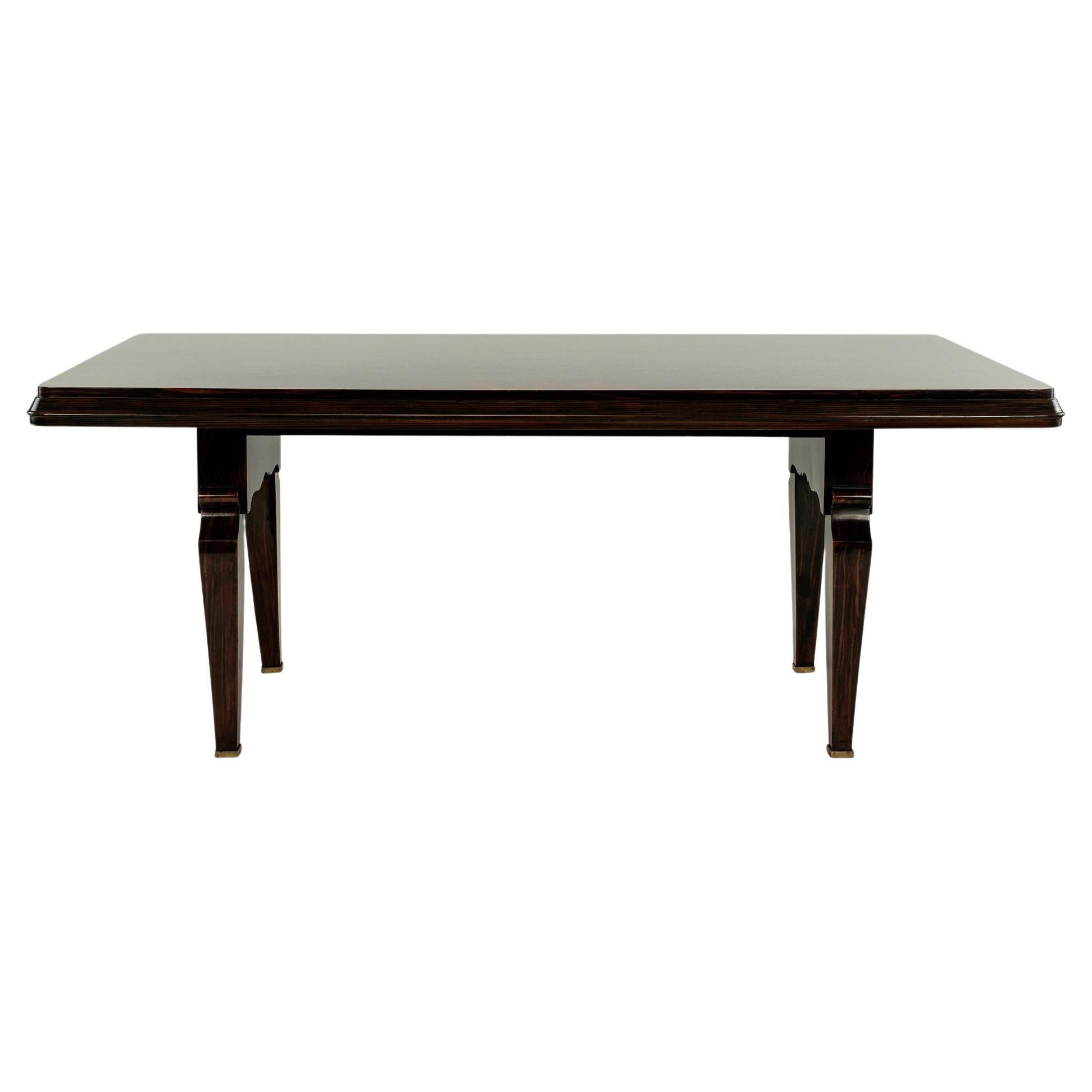 20th Century Art Deco Style Lacquered Macassar Ebony Dining Table