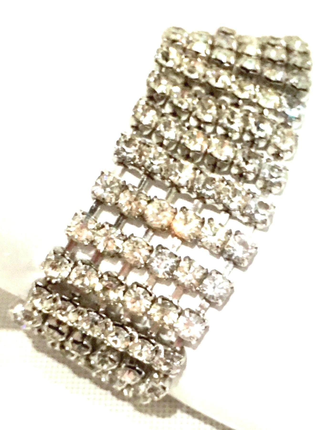 20th Century Art Deco Style Silver & Austrian Crystal Link Bracelet For Sale 2
